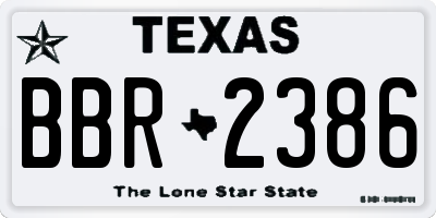 TX license plate BBR2386
