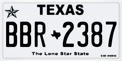 TX license plate BBR2387