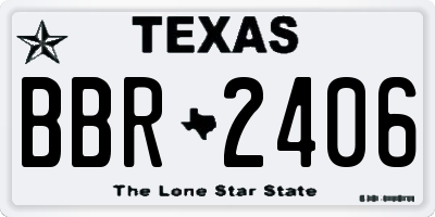 TX license plate BBR2406
