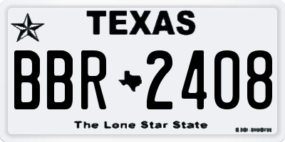 TX license plate BBR2408