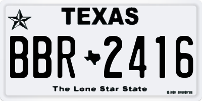TX license plate BBR2416