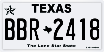 TX license plate BBR2418