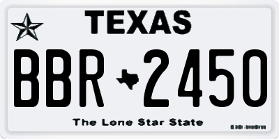 TX license plate BBR2450