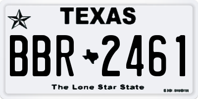 TX license plate BBR2461