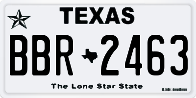 TX license plate BBR2463