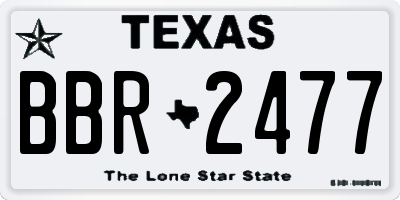 TX license plate BBR2477