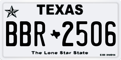 TX license plate BBR2506