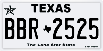 TX license plate BBR2525