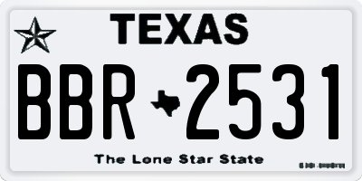 TX license plate BBR2531