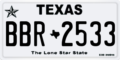 TX license plate BBR2533
