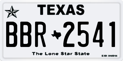 TX license plate BBR2541