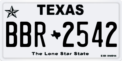 TX license plate BBR2542