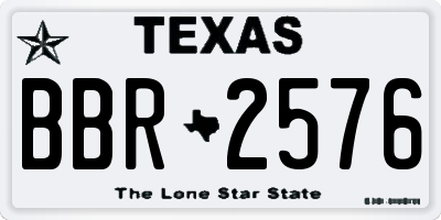 TX license plate BBR2576