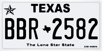 TX license plate BBR2582