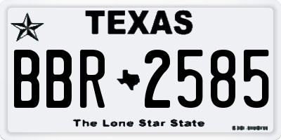 TX license plate BBR2585