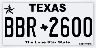 TX license plate BBR2600
