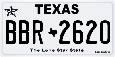 TX license plate BBR2620