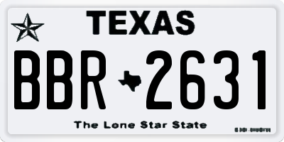 TX license plate BBR2631