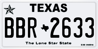 TX license plate BBR2633