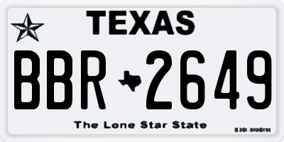 TX license plate BBR2649