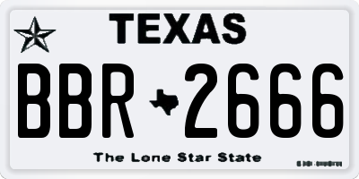 TX license plate BBR2666