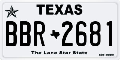 TX license plate BBR2681