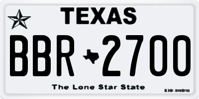 TX license plate BBR2700