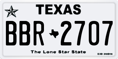TX license plate BBR2707