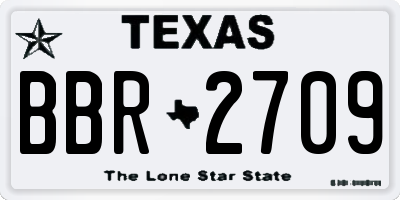 TX license plate BBR2709