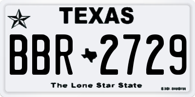 TX license plate BBR2729