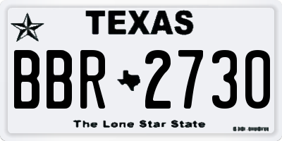 TX license plate BBR2730
