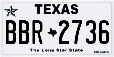 TX license plate BBR2736