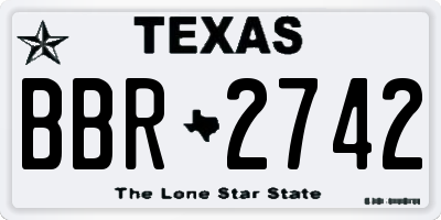 TX license plate BBR2742