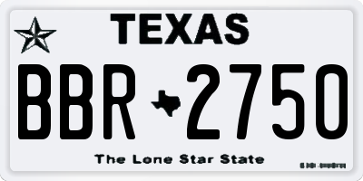 TX license plate BBR2750