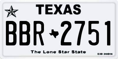 TX license plate BBR2751