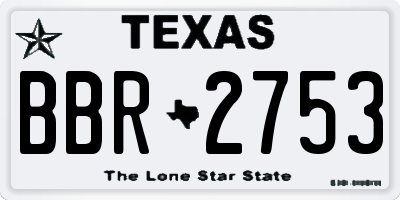 TX license plate BBR2753