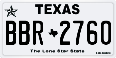 TX license plate BBR2760