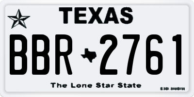 TX license plate BBR2761
