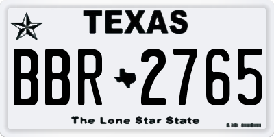 TX license plate BBR2765