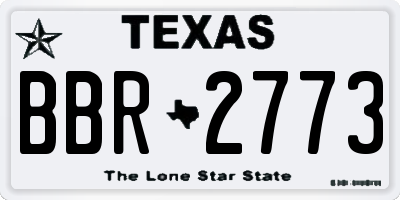 TX license plate BBR2773
