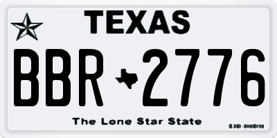 TX license plate BBR2776