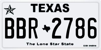 TX license plate BBR2786