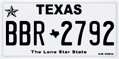 TX license plate BBR2792