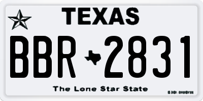 TX license plate BBR2831