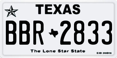 TX license plate BBR2833