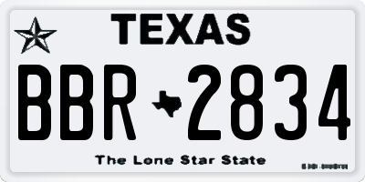 TX license plate BBR2834