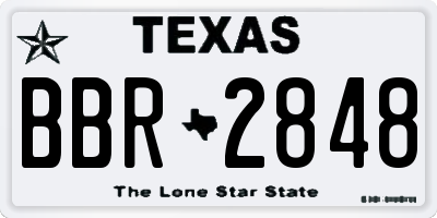 TX license plate BBR2848