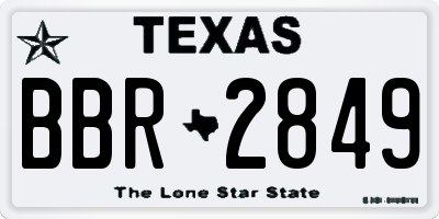 TX license plate BBR2849