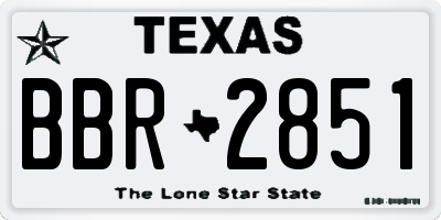 TX license plate BBR2851