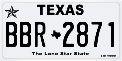 TX license plate BBR2871